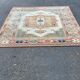 Large oriental wool rug with terracotta geometric patterns 200x300cm