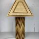 Midcentury pencil reed rattan bamboo and brass table lamp, 1970s