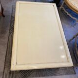 Living room coffee table in rectangular lacquer wood in straw yellow color turned legs