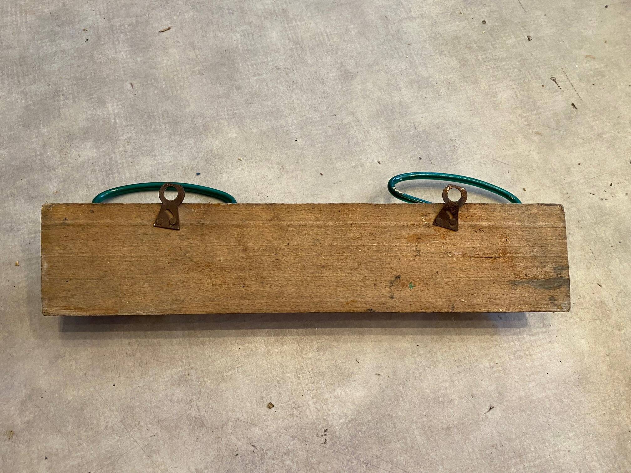 Old coat rack from the 50's double wood and metal hooks