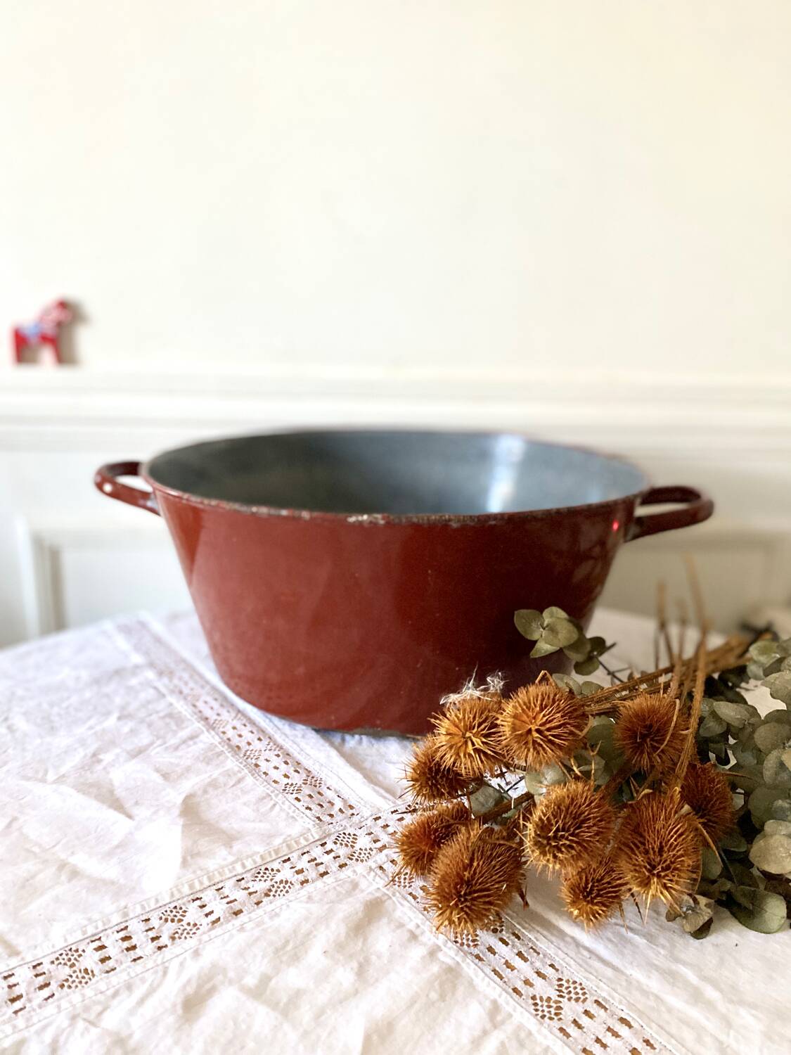 Broc Et Bassine En Métal Émaillé Miniature Pour Poupée Ancienne - 1 Pièce