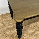 Table à manger style classique en bois, pieds noirs, 12 couverts