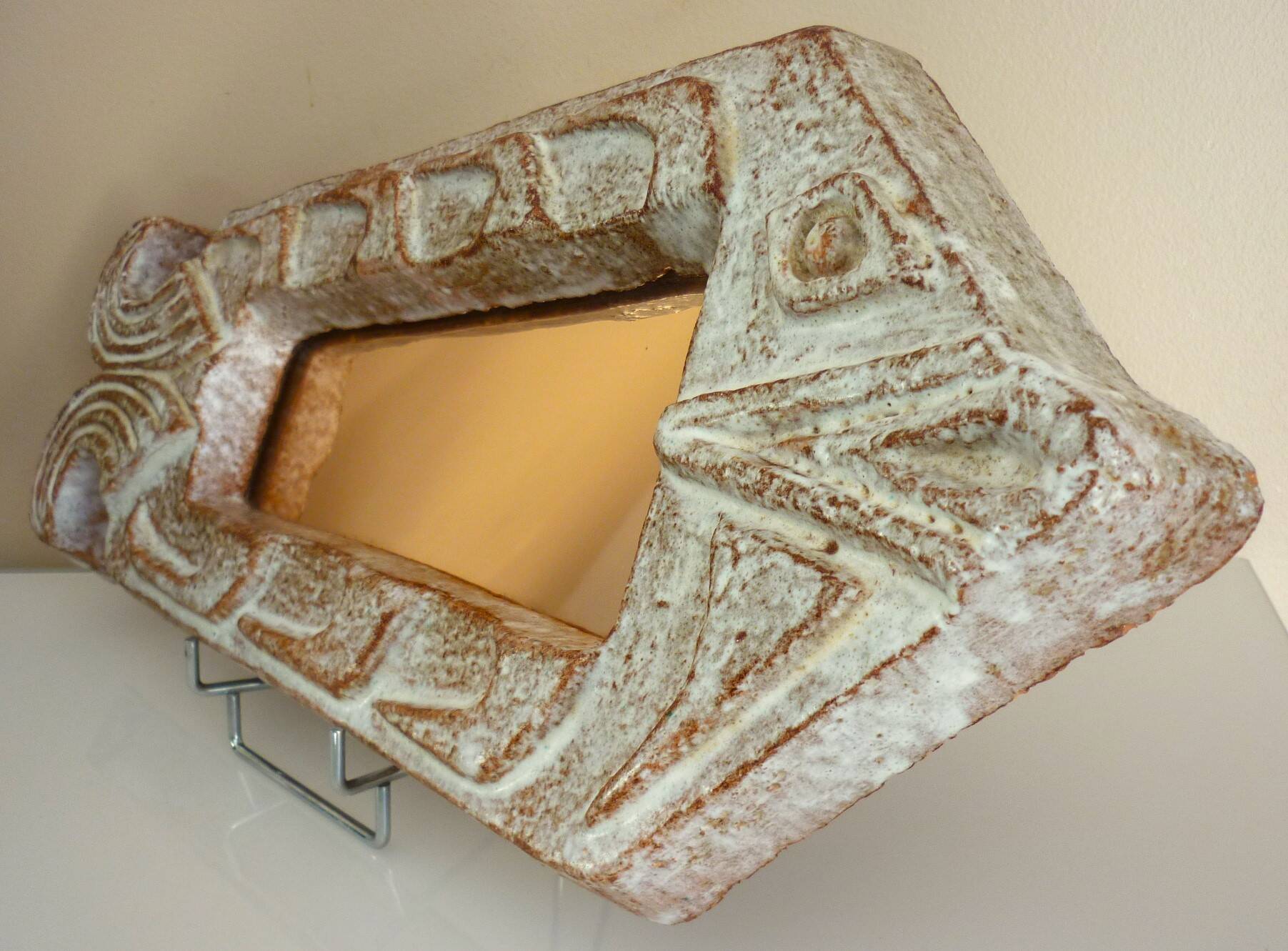 Miroir poisson, céramique émaillée, signé Robert Meynard, Vallauris, 1950