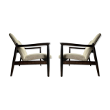 Pair of vintage GFM-64 pure linen armchairs by Edmund Homa, 1960s