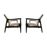 Pair of vintage GFM-64 pure linen armchairs by Edmund Homa, 1960s