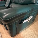 2 Texas green leather sofas