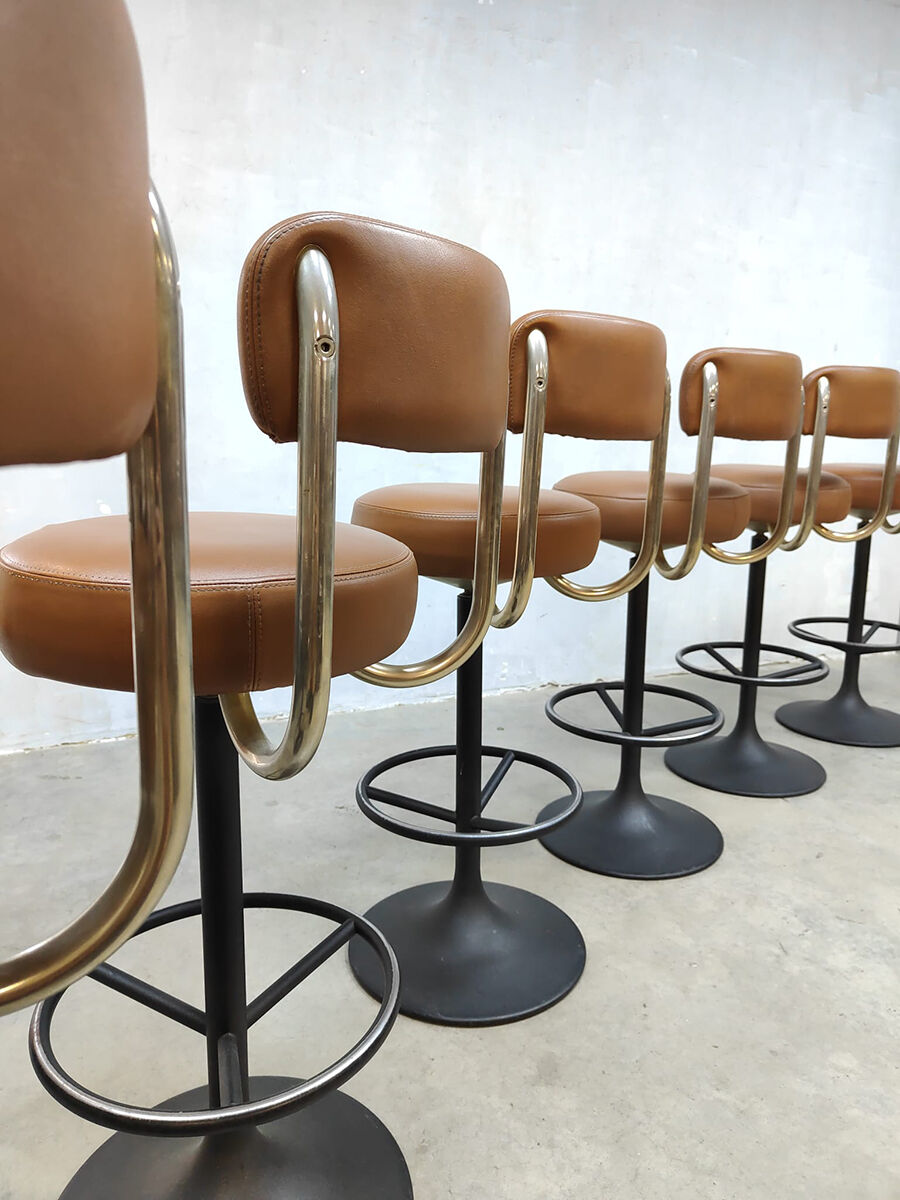 Midcentury swedish brass bar stools Borje Johanson