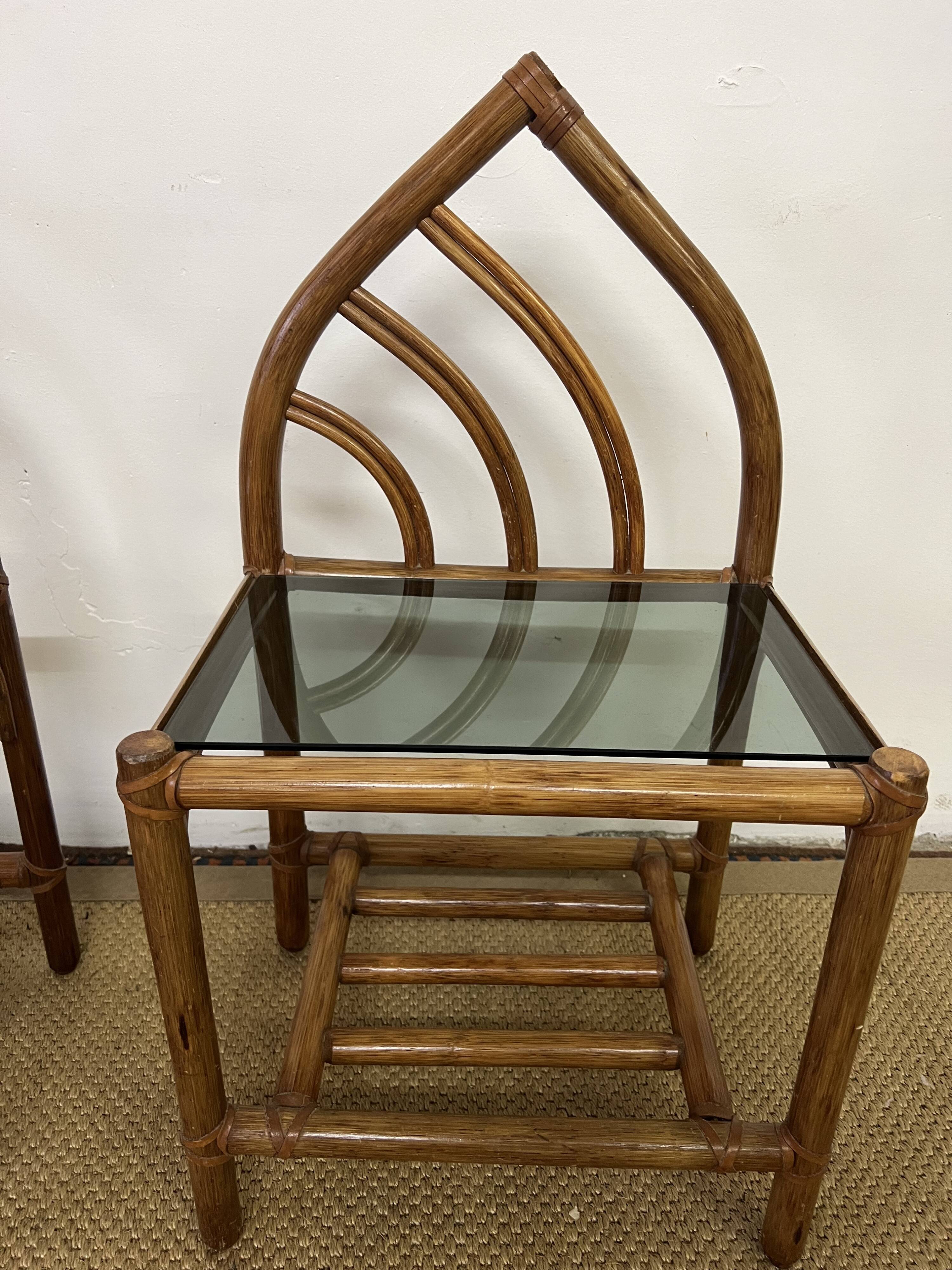 Pair of bamboo and rattan bedside tables