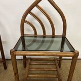 Pair of bamboo and rattan bedside tables