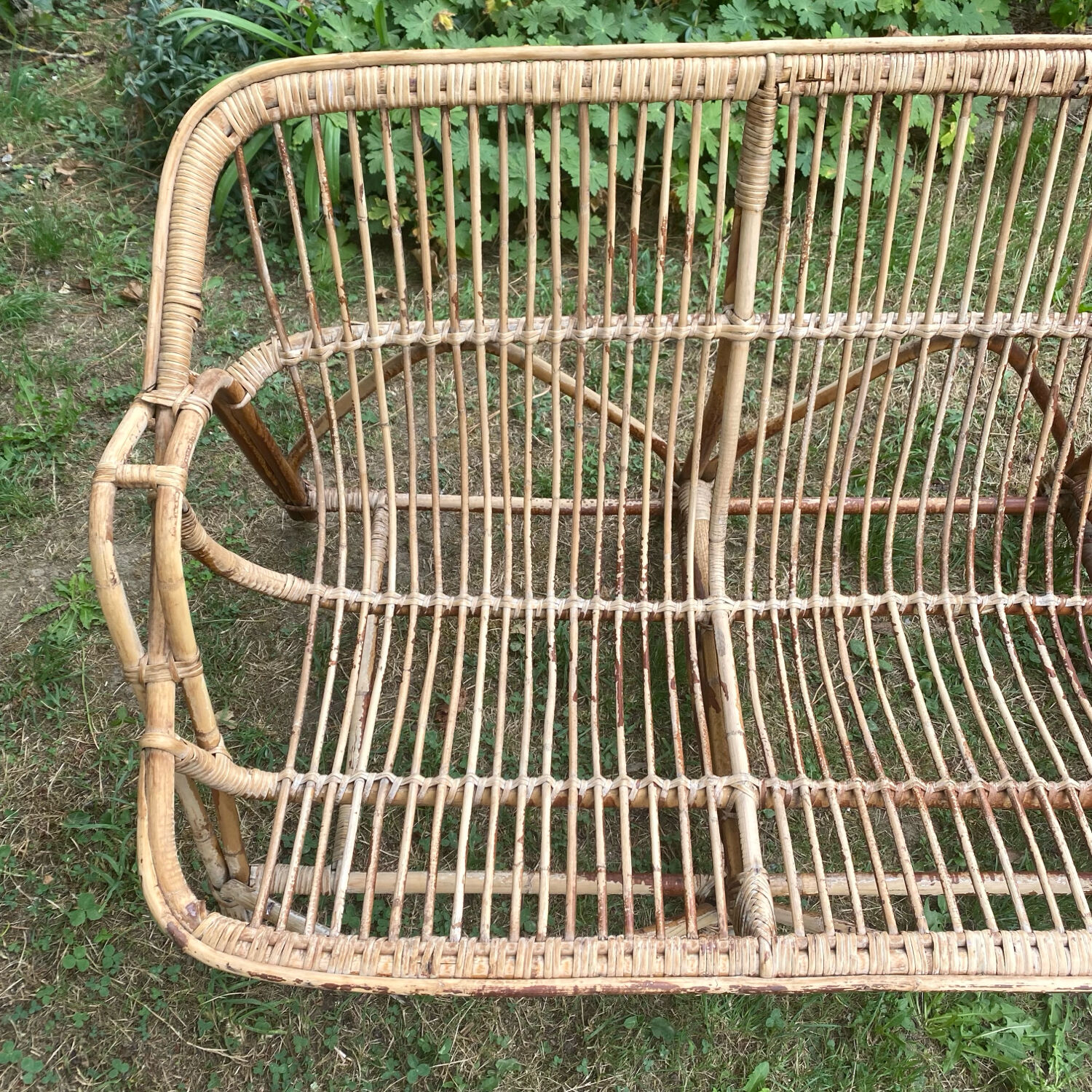 3-seater rattan bench from the 70s