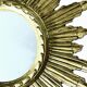 Golden Wooden Sun Mirror | Mid-20th Century - 48 cm