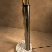 Three-arc floor lamp brass marble Italy circa 1980