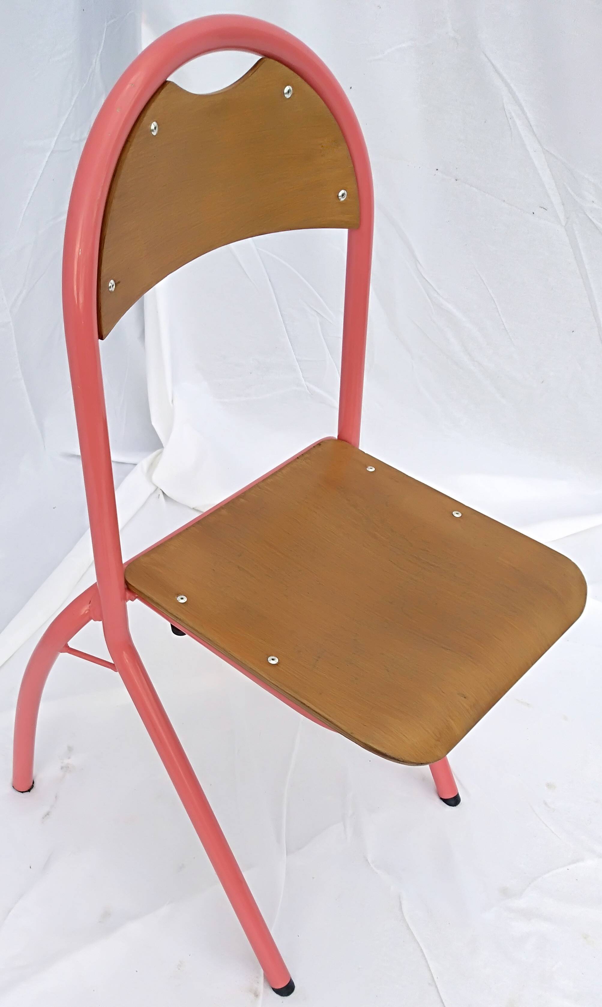 chair tubular structure wooden seat and back
