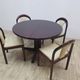Dining set, brown mahogany, beige fabric, Lübke, Germany, 1960s.