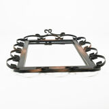 1970s mid-century modern rectangular mirror made of metalwork, Germany