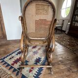 Rocking chair in wood and cane