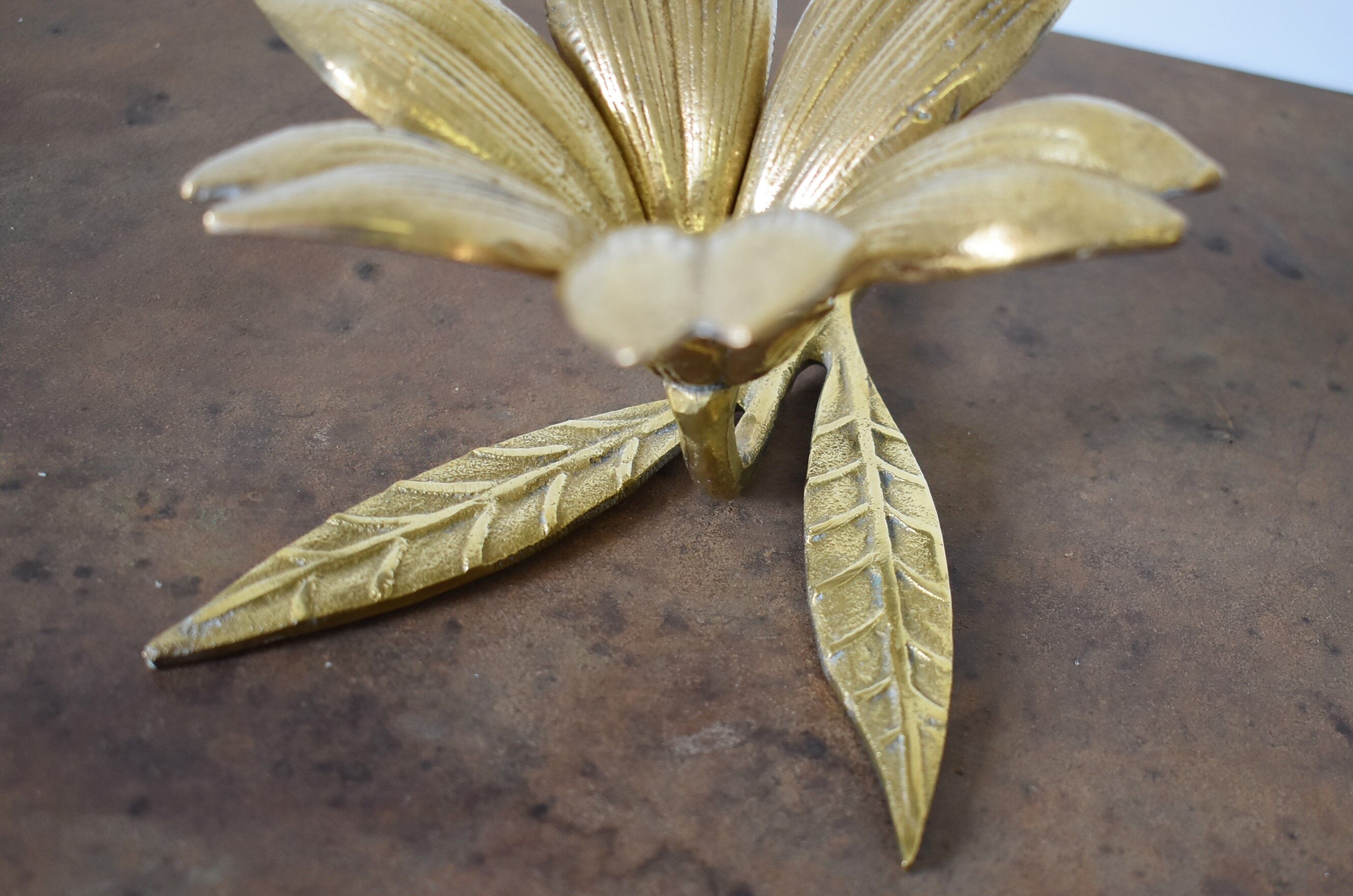 1970 vintage brass flower ashtray