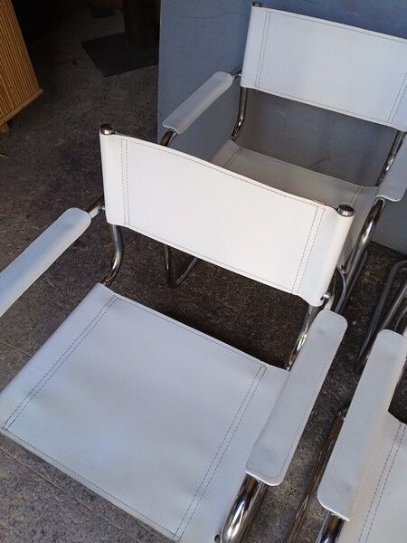4 armchairs leather bauhaus design