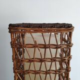 Vintage wicker lamp and exotic wood