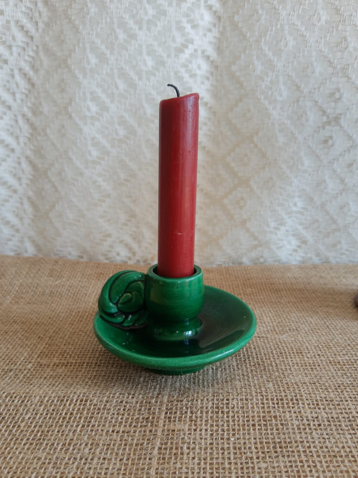Vallauris hand candle holder green - vintage
