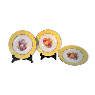3 porcelain dessert plates ''Saint Amand'' ''L'AMANDINOISE''