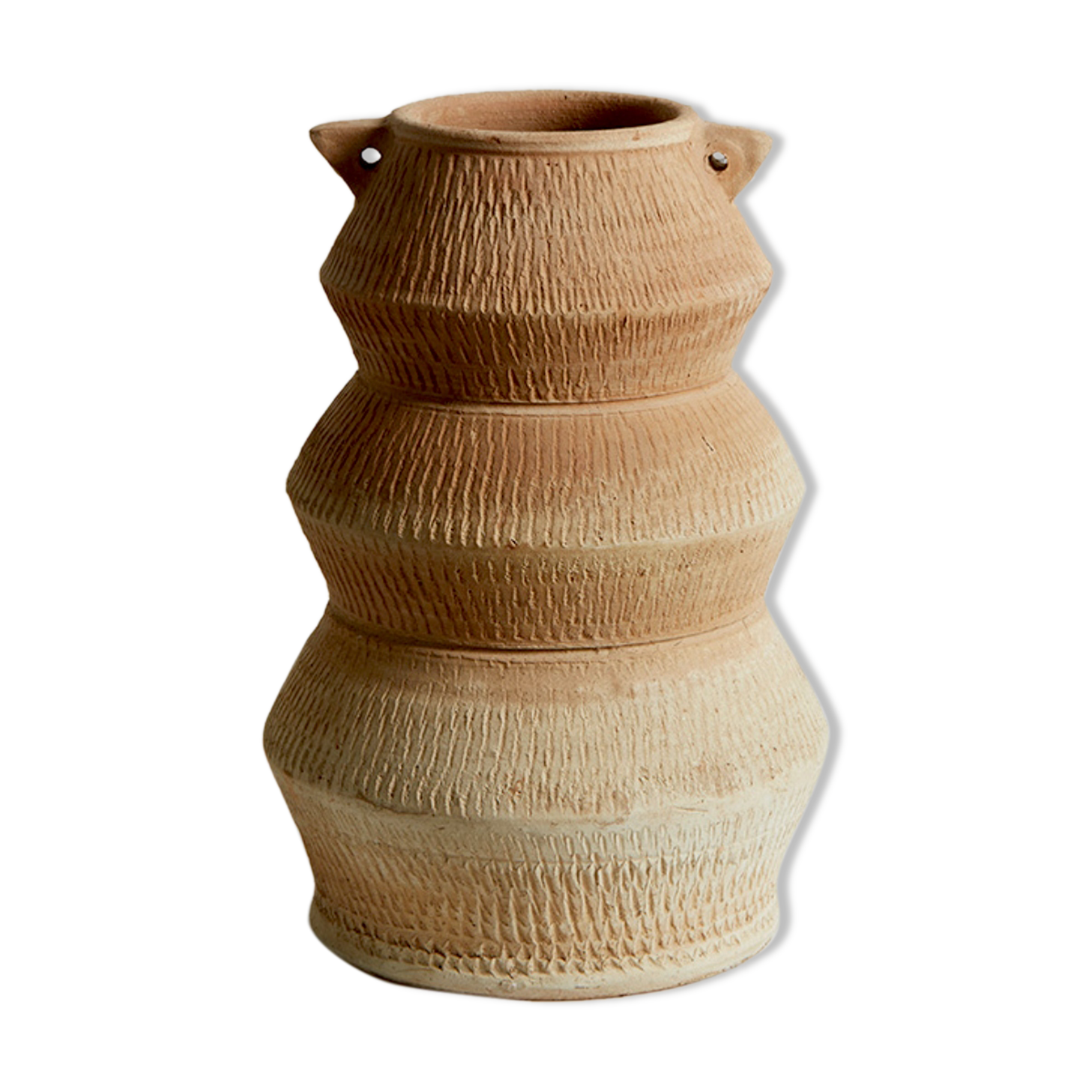 Vase en terre cuite avec anses "zigzag"