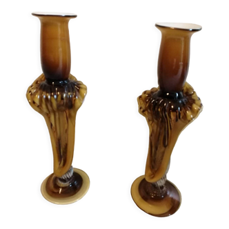 Pair of murano candle holders