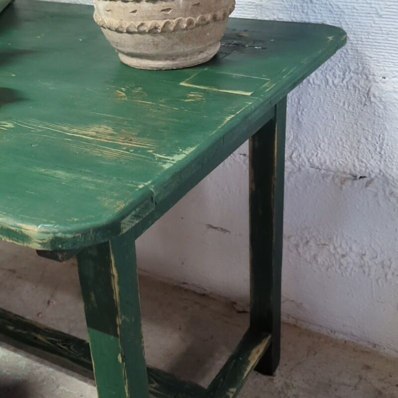 Old green farm table
