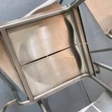 Memphis Architectural Stainless Steel French Dining Chairs, 1980s Set of 4