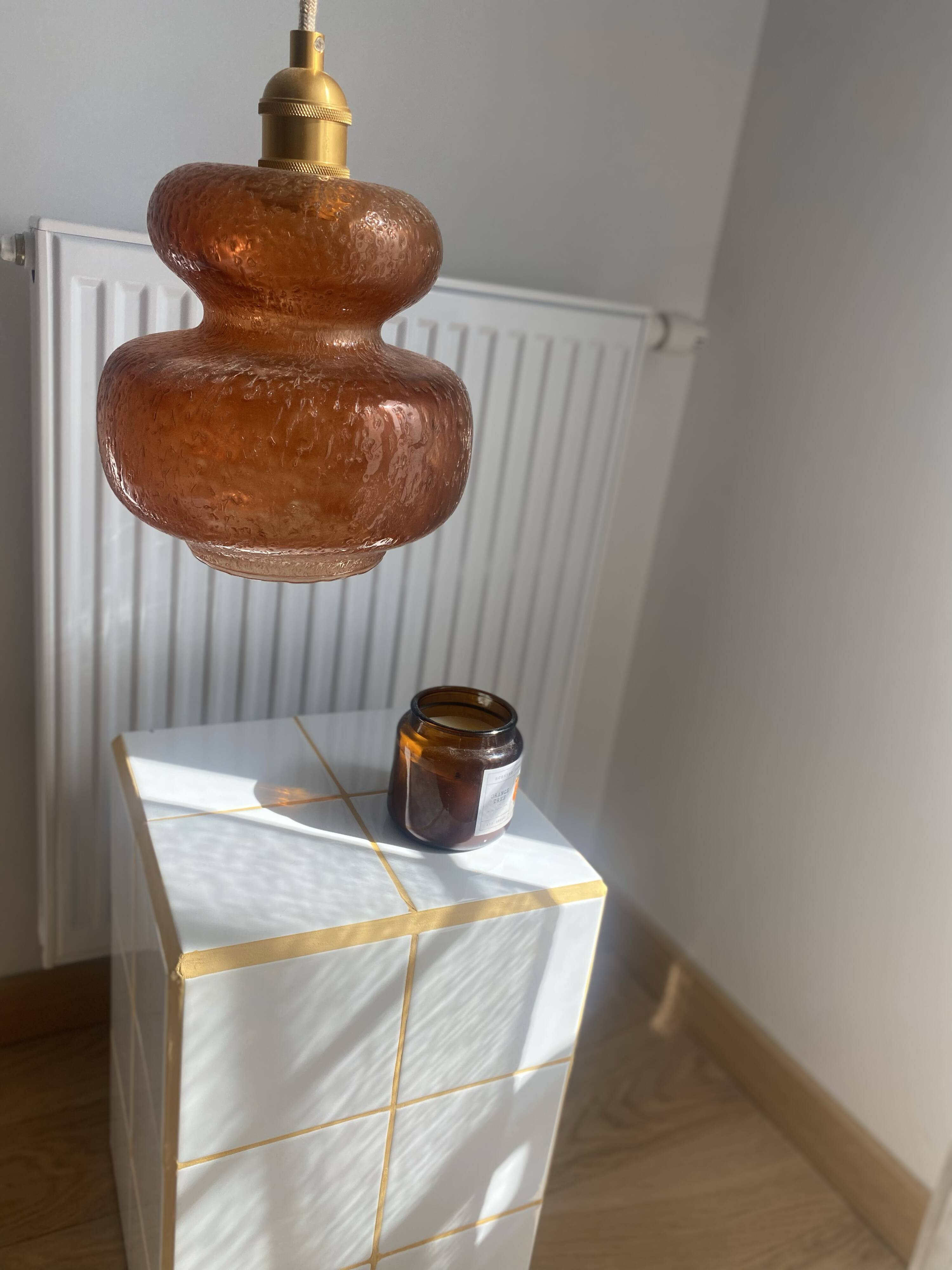 Vintage amber blown glass pendant light