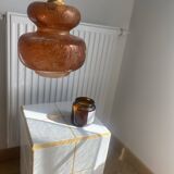 Vintage amber blown glass pendant light