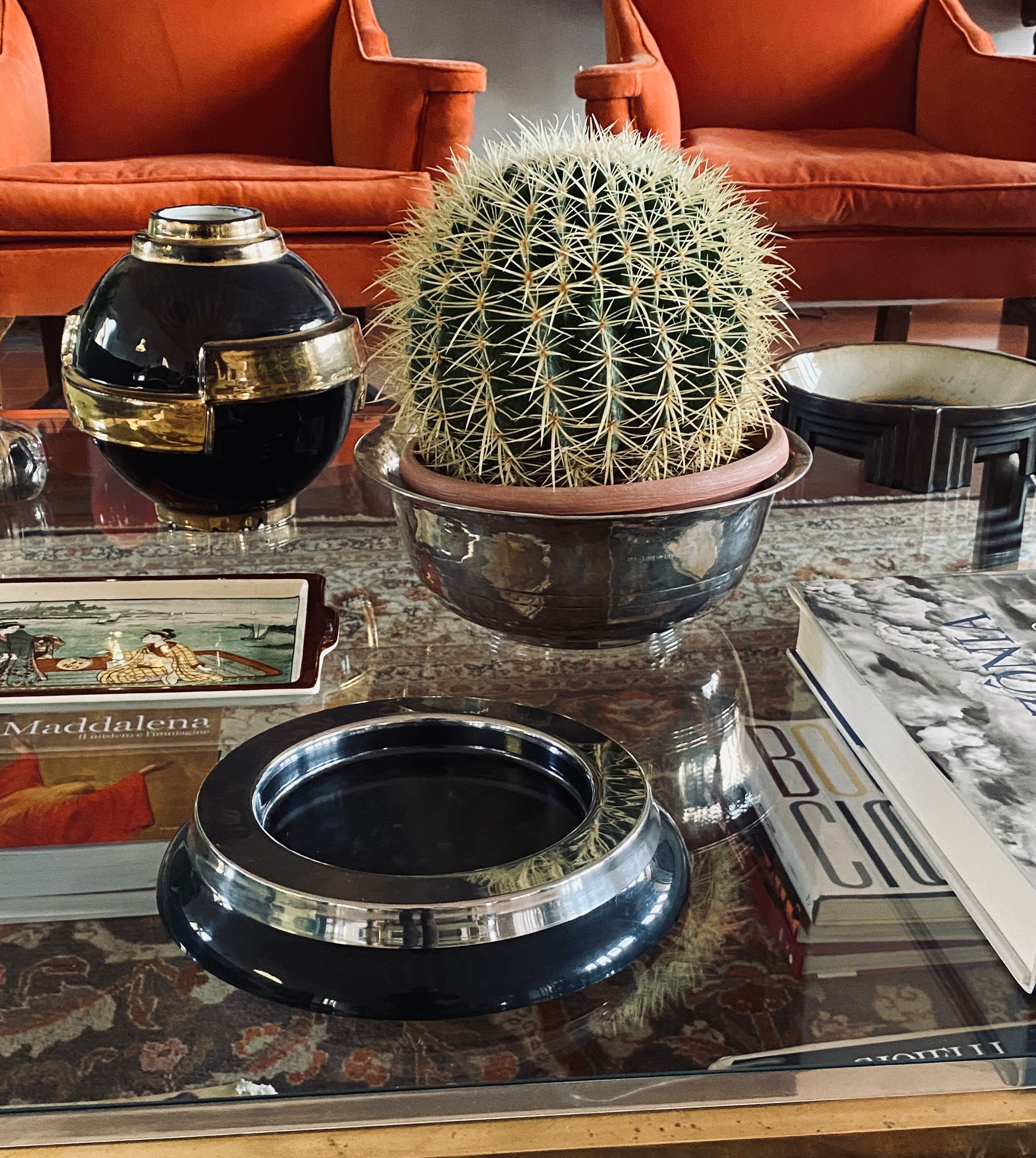 Sergio Asti, mod.4635 black ashtray / catchall, Kartell Italy 1967