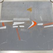 Grande table basse en céramique et chrome 1970 signée De Nisco vintage 70's space age