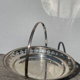 Oval dish with silver-plated metal handle