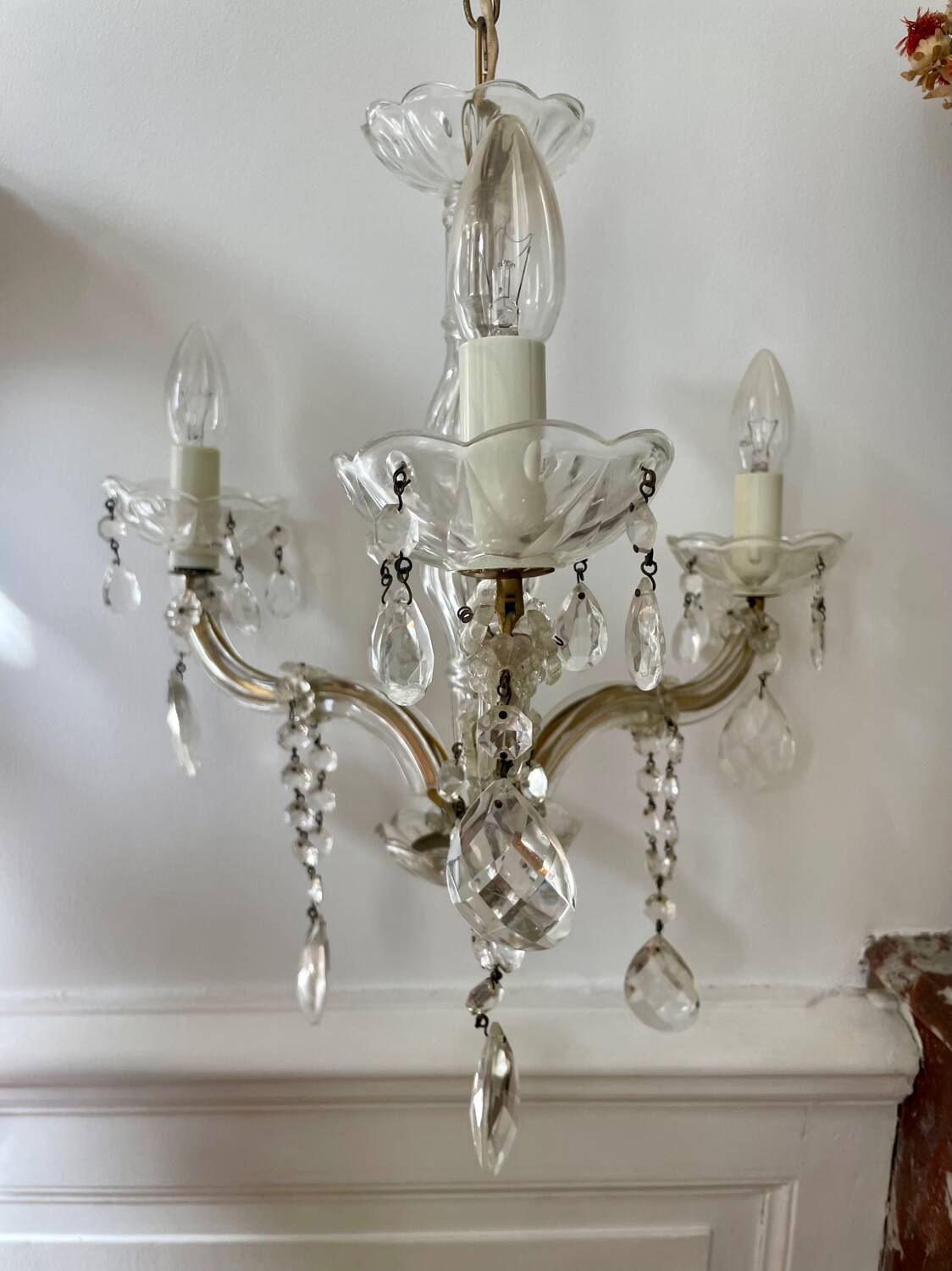 Bronze and glass tassel chandelier