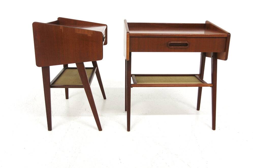 2 Scandinavian mahogany bedside tables, Sweden, 1960