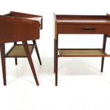 2 Scandinavian mahogany bedside tables, Sweden, 1960