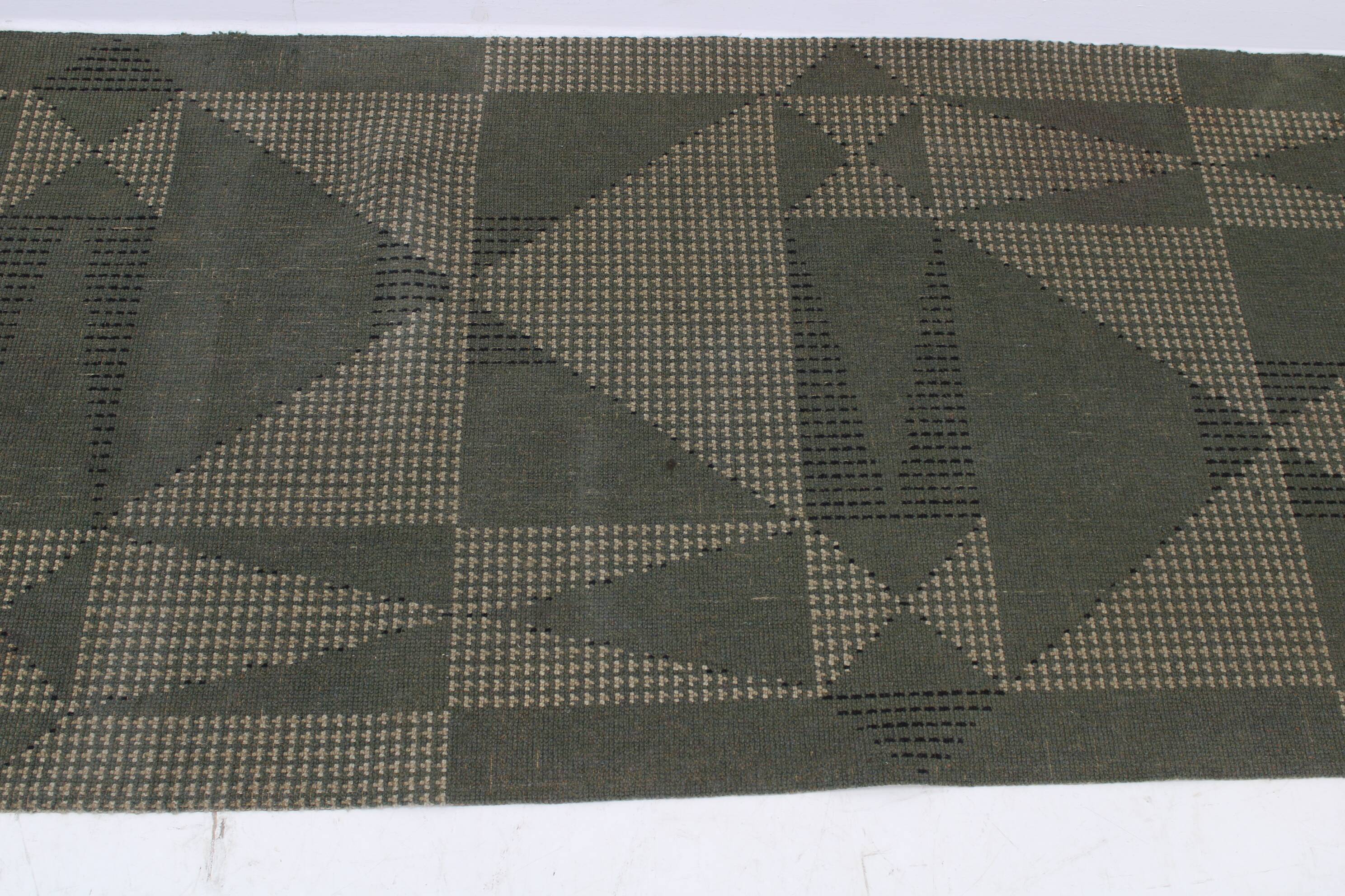 1950s Abstract Wool Hallway Carpet or Rug, Czechoslovakia