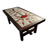 Ceramic and wood coffee table signed dan vallauris 1950/1960