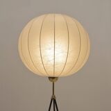 Vintage cocoon tripod floor lamp with brass accents, 1960s