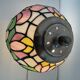 Tiffany style table lamp, stained glass lampshade, silver metal base, Art Nouveau style