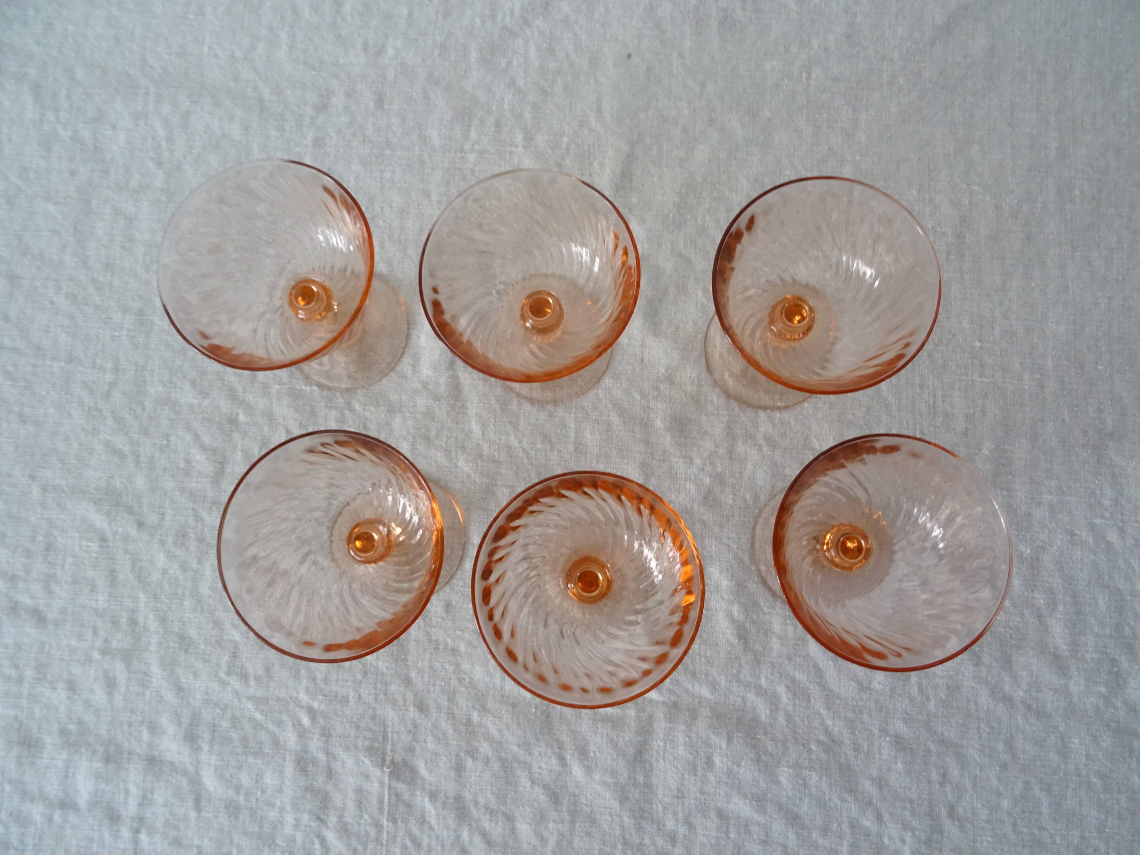 6 glasses dessert or champagne rosaline luminarc 480323 pink glass
