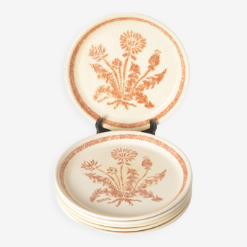 Flat plates in stoneware thistle decoration