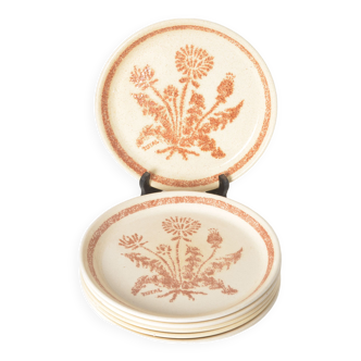 Flat plates in stoneware thistle decoration