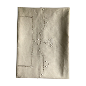 Antique linen tablecloth and whipped cream silk