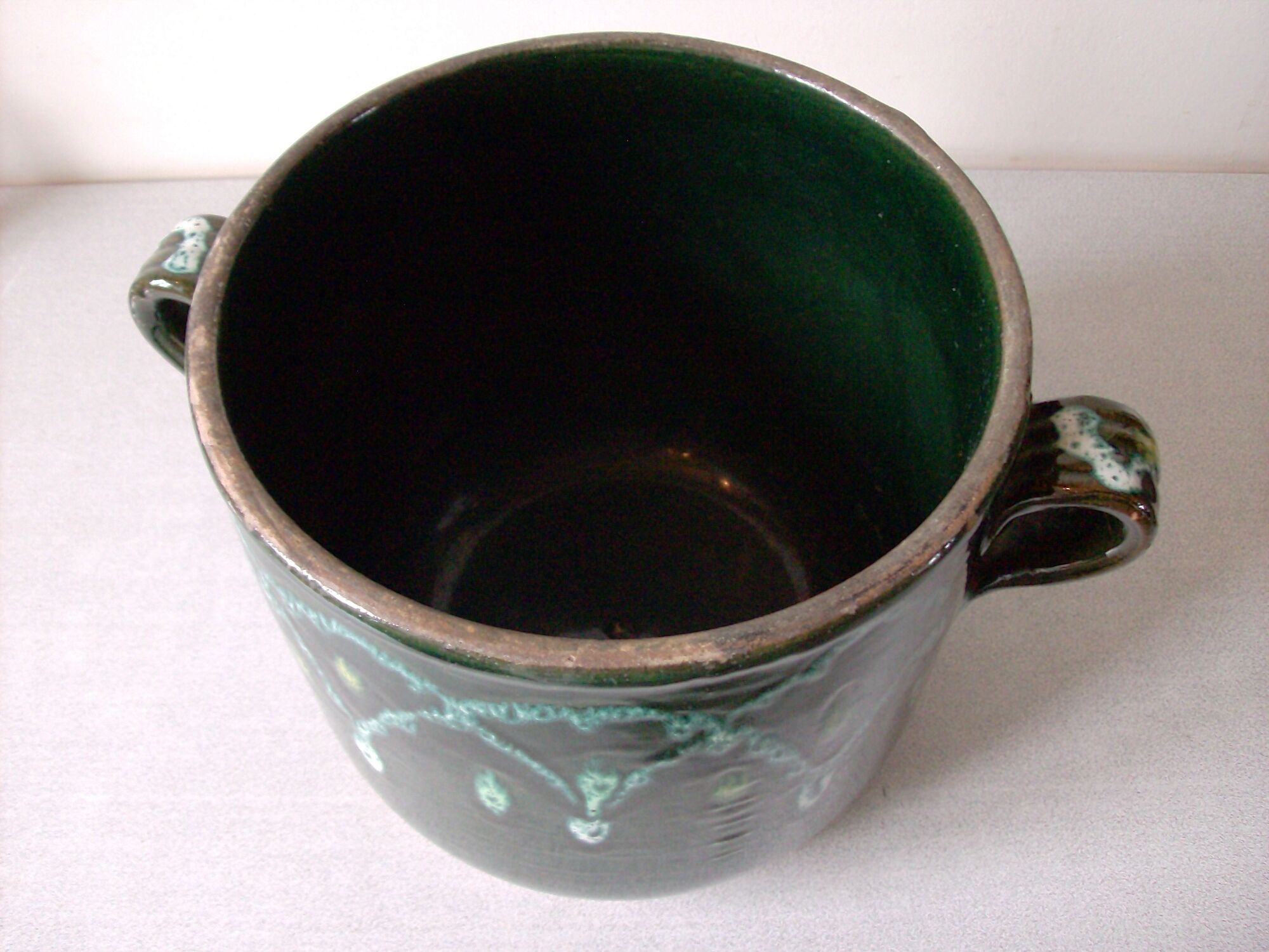 Old glazed terracotta planter Made in France winter garden garden decor