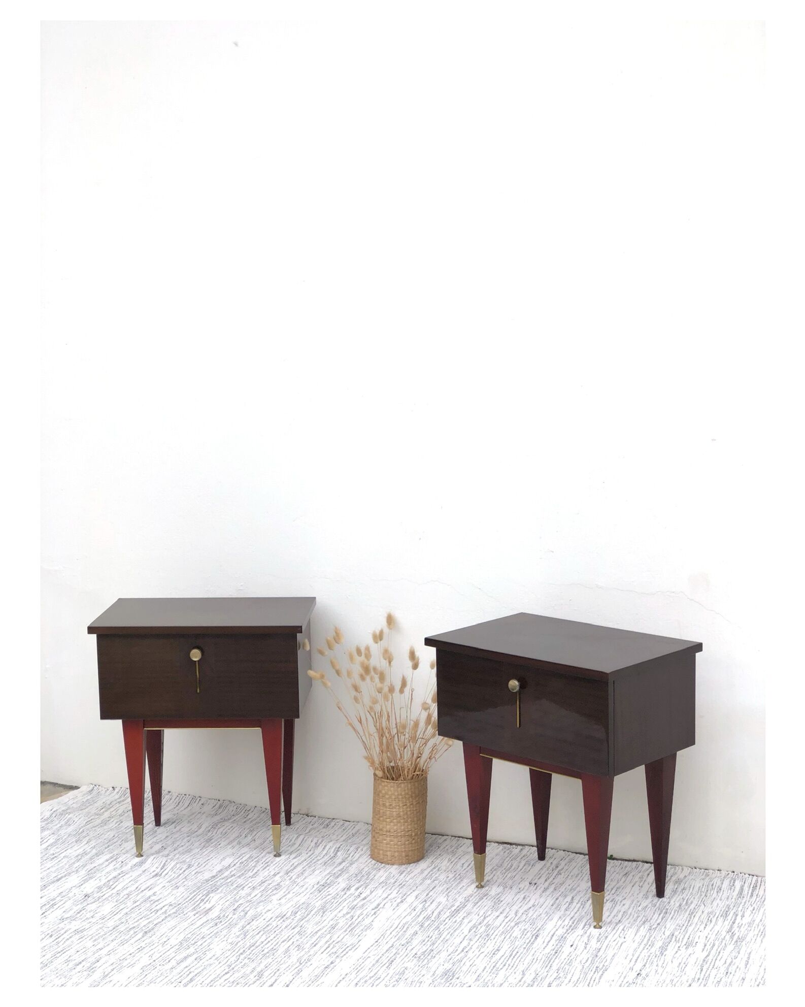 Duo of vintage bedside tables