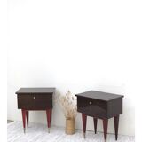 Duo of vintage bedside tables