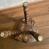 Original brutalist stool carved 60s in solid wood