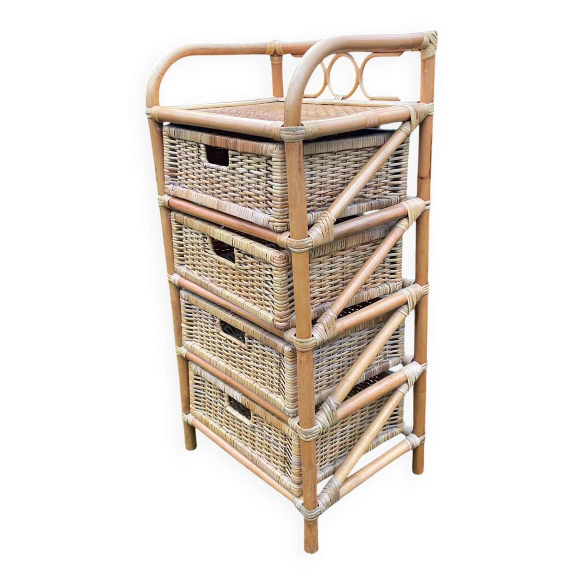 Vintage rattan chiffonier